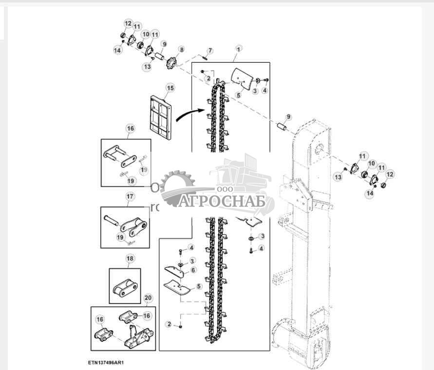 Clean Grain Elevator Chain W Steel Plates 